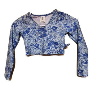 Art Class Girls Rash Guard Swim Wear Small 6/6x Blue Floral Beach Summer New